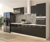 ULTRA Complete keuken met oven en werkblad inbegrepen L 300 cm - glanzend zwart