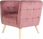Fluwelen fauteuil met omhullende zitting en natuurlijke poten, 74,5X81XH75CM - HARRIS