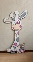 Geboortebord Giraffe ster roze (meisje) 80cm (normaal formaat)