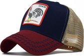 Trucker Pet met COCK print -CAP- [Blauw/Rood/Beige ] - Unisex - One size
