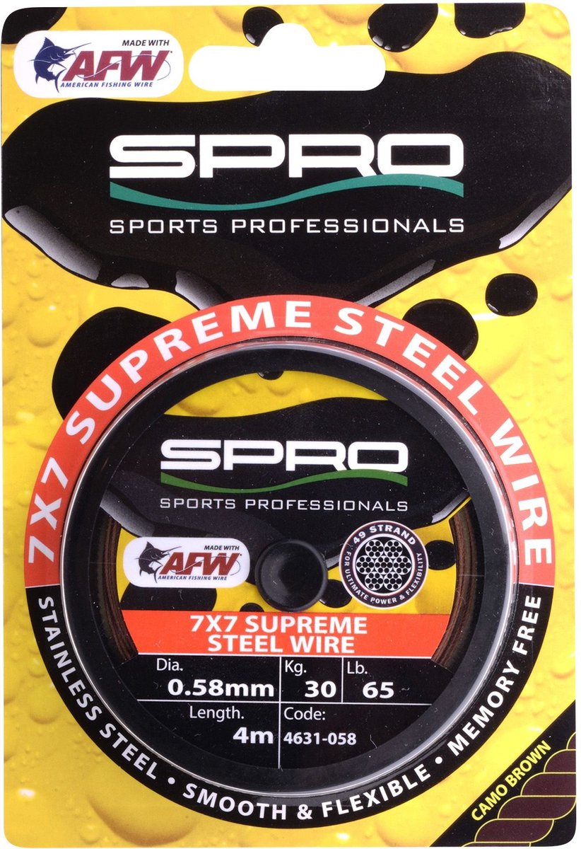 Spro 7x7 AFW Supreme Steel Wire- Onderlijnmateriaal - 0.46mm - 18kg - 4.00m - Bruin