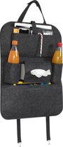 Navaris autostoel organizer met vakken - Vilten autostoelrugzak - Met frisdrankhouder en vakken voor kleinere tablet, tissues en telefoon - Zwart