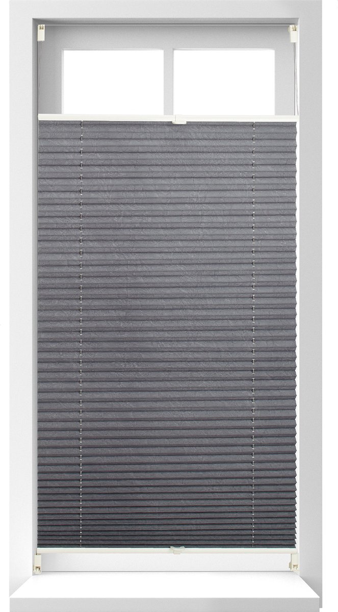 Relaxdays 1x plissegordijn grijs - 90 x 210 cm - plisséjaloezie - klemsteun- raambekleding