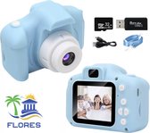 Flores Digitale HD 1080P Kindercamera | Inclusief 32GB Micro SD Kaart & Micro SD Kaart Reader | Speelcamera | Blauw