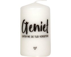 Kaars met tekst Geniet, laten we de tijd vergeten