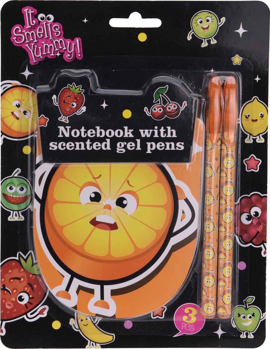Notitieboek en 2 Gelpenen met geur | It’s Smells Yummy ! | Verjaardagcadeau | Sinterklaaskadeau