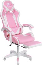 BlitzWolf BW-GC1Gaming-stoel - Ergonomische Gamerstoel-Rugleuning Kantelbaar 150°- in Hoogte Verstelbaar, 360 ° Draaibaar, Verstelbaar lendenkussen- roze wit - vaderdag cadeau
