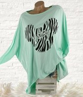 Oversized katoenen shirt met lange mouw kleur mint groen Mickey print zebra maat 54 56 58