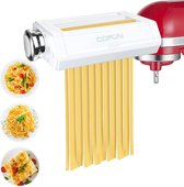 Coon opzetstuk voor KitchenAid keukenmachine, 3-in-1 pastamachine accessoires voor KitchenAid, pastabladtroller spaghettisnijder fettuccine snijder met afneembare schaal, Coon opze