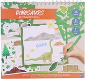 kleurboek Dinosaurs sketch portfolio met Inclusief stencils en stickers - Design boek