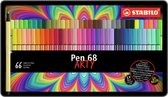 STABILO Pen 68 - Feutre Premium - Coffret Métal Avec 66 Pièces - Avec 65 Couleurs Différentes