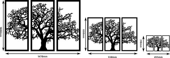 Décoration murale arbre mdf noir 1470x1000mm
