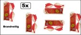 5x Guirlande crêpe ignifugée rouge/blanc 24mètres - Décoration de soirée à thème festival Carnaval Brabant