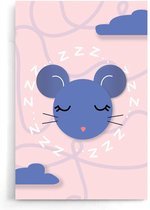 Poster Kinderkamer zonder lijst - Poster Babykamer - Jongen en Meisje - Wanddecoratie - Kinderposters - Cadeau - Dreaming Mouse - 30 x 45 cm