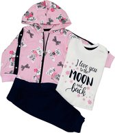 Baby kledingset 3 delig Joggingbroek, hoodie en t-shirt lange mouw. Love you to the moon and back