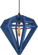 DECOBEL | DECO-VILT | Diamant | Maat L | Hanglamp - E27 - Woonkamer - Eetkamer - Duurzaam - Petfles - Industrieel | Middel blauw 27