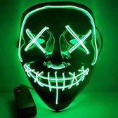 LED-horrormasker - alsof het bestuurbaar is vanuit Purge, voor Halloween, Mardi Gras & Carnaval als kostuum voor mannen en vrouwen (groen)