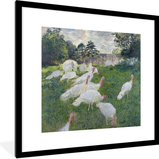 Fotolijst incl. Poster - The Turkeys - Schilderij van Claude Monet - 40x40 cm - Posterlijst