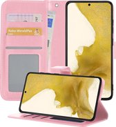 Samsung S22 Plus Hoesje Book Case Hoes - Samsung Galaxy S22 Plus Case Hoesje Wallet Cover - Samsung Galaxy S22 Plus Hoesje - Lichtroze