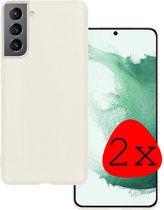 Samsung Galaxy S22 Hoesje Wit Siliconen - Samsung Galaxy S22 Case Back Cover Wit Silicone - Samsung Galaxy S22 Hoesje Siliconen Hoes Wit - 2 Stuks