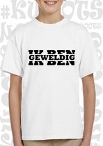 IK BEN GEWELDIG kids t-shirt - Wit - Maat 104 - Unisex - Korte mouwen - Ronde hals - Regular Fit - Grappige teksten - Leuke shirtjes - Humor - Quotes - Kwoots  - Cadeau - Voor zowe