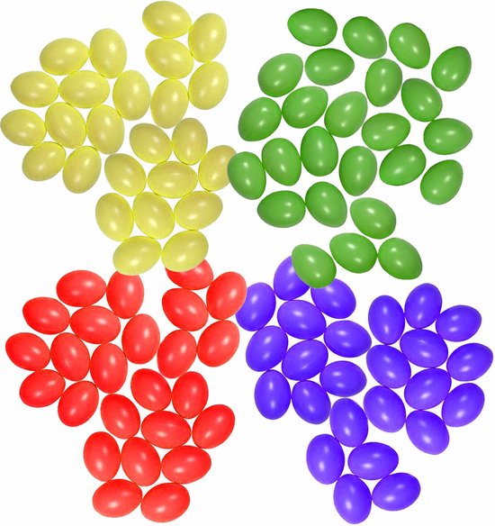 100x oeufs de Pâques en plastique multicolores de 6 cm - Décorations de Pasen ou articles de loisirs - Peignez-vous