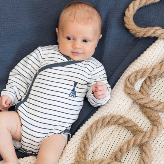 Sophie de giraf - romper - wit - met blauwe streep - met sierrandje - 0 Maand - 50cm van Merkloos — afbeelding 2