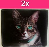 Kattenhebbedingen - 2x Muismat - Kat - poes - Voor de kattenliefhebber - Green eyes