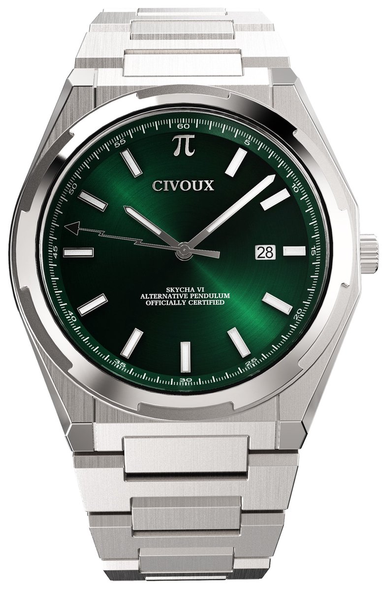 CIVOUX Skycha VI Groen - Horloges voor mannen - Horloge heren - Ø40 mm - 316L Roestvrij Staal - Saffier Glas