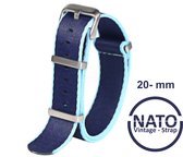 20mm Nato Strap Licht en donker blauw- Vintage James Bond - Nato Strap collectie - Mannen - Horlogeband - 20 mm bandbreedte