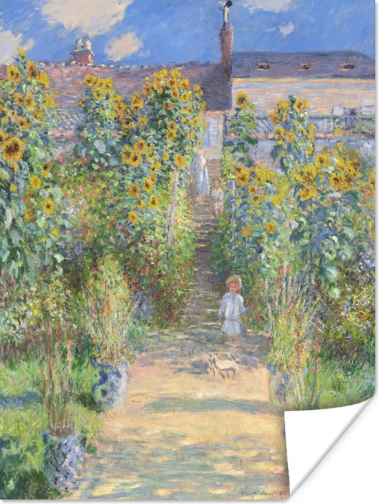 Poster The artist's garden at Vetheuil - schilderij van Claude Monet - 30x40 cm