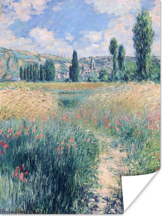 Poster Pad op het eiland Saint Martin, Vetheuil - Schilderij van Claude Monet - 90x120 cm