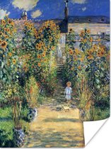 Poster De tuin van Monet in Vétheuil - Schilderij van Claude Monet - 120x160 cm XXL