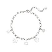 Yehwang -  Armband - Smiley - Meerdere Smileys - Zilverkleurig -  Stainless Steel - 16+3cm -  Bracelet