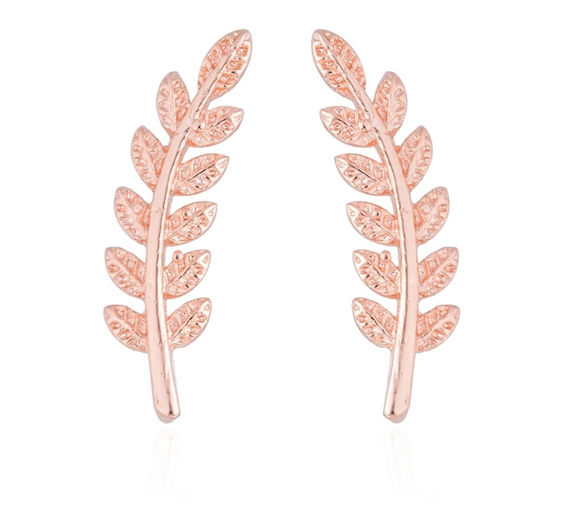 Oorbellen leaf - blaadje - rosé goud