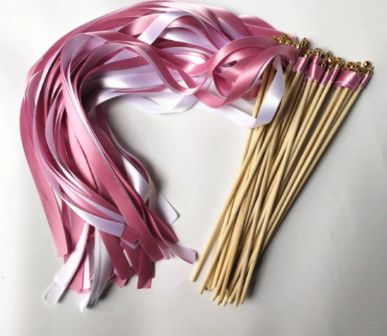 Bruiloft lint stok 10/30/50 stuks gemengde kleuren bruiloft decoratie zijden stok verjaardag familie partij benodigdheden lint toverstokken voor feesten, vakantie (kleur K, 10 stuks