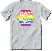 LGBT Power | Pride T-Shirt | Grappig LHBTIQ+ / LGBTQ / Gay / Homo / Lesbi Cadeau Shirt | Dames - Heren - Unisex | Tshirt Kleding Kado | - Licht Grijs - Gemaleerd - 3XL