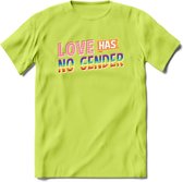 Love Has No Gender | Pride T-Shirt | Grappig LHBTIQ+ / LGBTQ / Gay / Homo / Lesbi Cadeau Shirt | Dames - Heren - Unisex | Tshirt Kleding Kado | - Groen - XXL