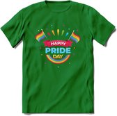 Happy Pride Day | Pride T-Shirt | Grappig LHBTIQ+ / LGBTQ / Gay / Homo / Lesbi Cadeau Shirt | Dames - Heren - Unisex | Tshirt Kleding Kado | - Donker Groen - L