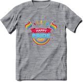 Happy Pride Day | Pride T-Shirt | Grappig LHBTIQ+ / LGBTQ / Gay / Homo / Lesbi Cadeau Shirt | Dames - Heren - Unisex | Tshirt Kleding Kado | - Donker Grijs - Gemaleerd - 3XL