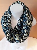 Ronde sjaal doorweven met pailletten - Gespikkeld - One size - Blauw/Wit