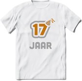 17 Jaar Feest T-Shirt | Goud - Zilver | Grappig Verjaardag Cadeau Shirt | Dames - Heren - Unisex | Tshirt Kleding Kado | - Wit - S