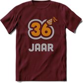 36 Jaar Feest T-Shirt | Goud - Zilver | Grappig Verjaardag Cadeau Shirt | Dames - Heren - Unisex | Tshirt Kleding Kado | - Burgundy - M