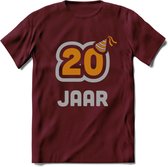 20 Jaar Feest T-Shirt | Goud - Zilver | Grappig Verjaardag Cadeau Shirt | Dames - Heren - Unisex | Tshirt Kleding Kado | - Burgundy - S