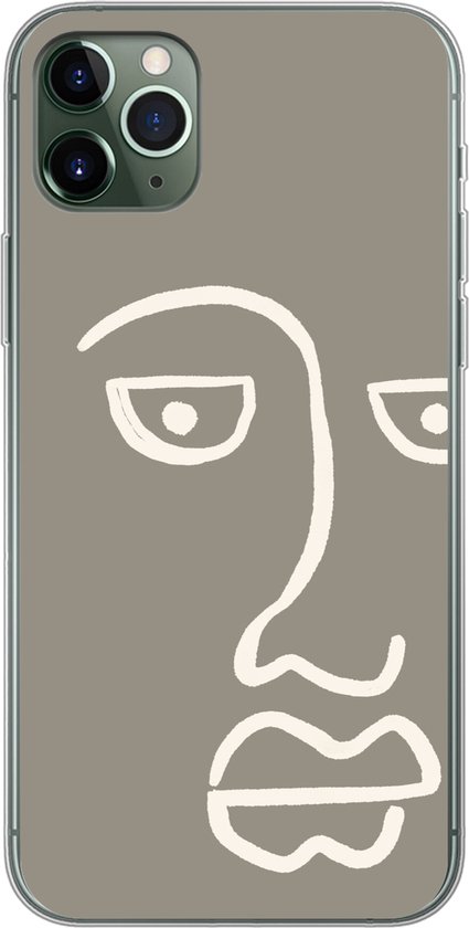 Coque iPhone 11 Pro Max - Visage - Abstrait - Line au trait - Coque de téléphone en Siliconen
