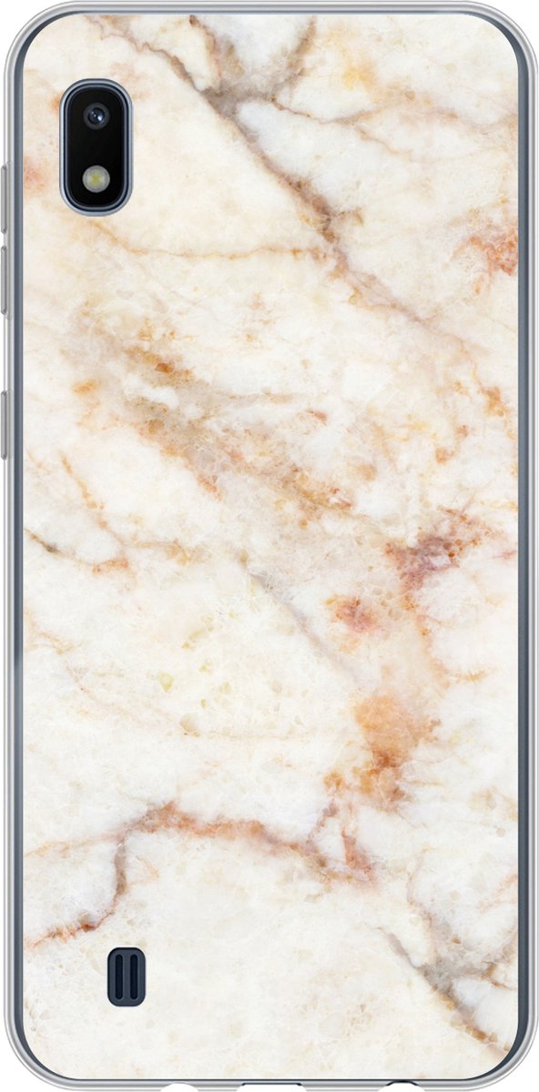 Telefoonhoesje Geschikt voor Samsung Galaxy A10 hoesje - Marmer print - Bruin - Luxe - Siliconen Telefoonhoesje Telefoonhoesje