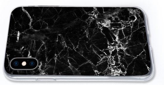 Coque iPhone Xs Max - Marbre - Pierre - Zwart - Coque de téléphone en Siliconen