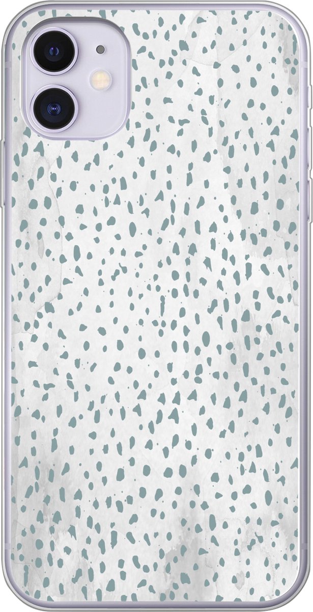 Telefoonhoesje Geschikt voor iPhone 11 hoesje - Stippen - Marmer print - Wit - Siliconen Telefoonhoesje