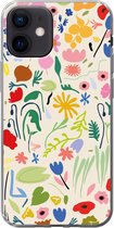 Telefoonhoesje Geschikt voor iPhone 12 hoesje - Bloem - Patronen - Planten - Siliconen Telefoonhoesje