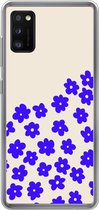 Geschikt voor Samsung Galaxy A41 hoesje - Bloem - Blauw - Patronen - Siliconen Telefoonhoesje